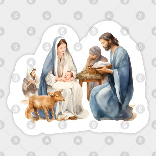 Watercolor Nativity Scene Sticker by nomanians